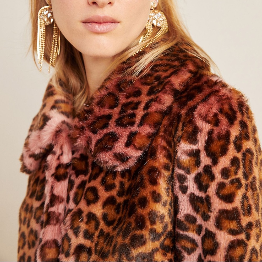 NWT Unreal Fur Leopard Faux Fur Coat - Picture 4 of 7